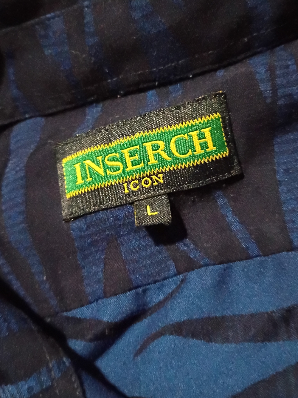 Vintage Inserch Icon L Blue Cheetah Patterned Shirt